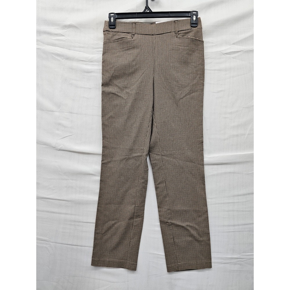Rafaella Womens Houndstooth Stretch Pants Brown Viscose Blend Casual Size 6